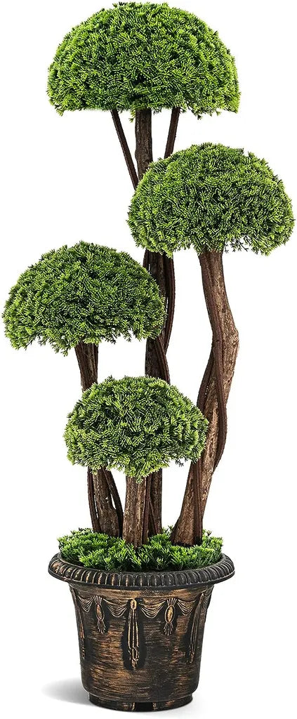 Coast kunstplant - balcipres- realistisch- met pot - 4 ballen - voor thuis - 90 cm - groen - c2f1bb89-c425-405c-840e-25779fa7c7d1