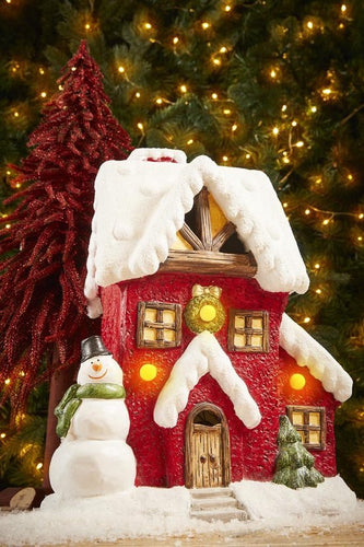 House of Seasons Kersthuisje met Verlichting - Polyresin - 28.5 x 20 x 37 cm - Rood - c3644476287e1e7ad17c4d257df60f05f2769997_Enriched_product_image