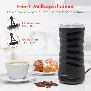 KitchenBrothers Elektrische Melkopschuimer - 4-in-1 - 240 ML - Handige Melkschuimer - Zwart - c4265450-a67f-44a0-aa51-5229595a06cf