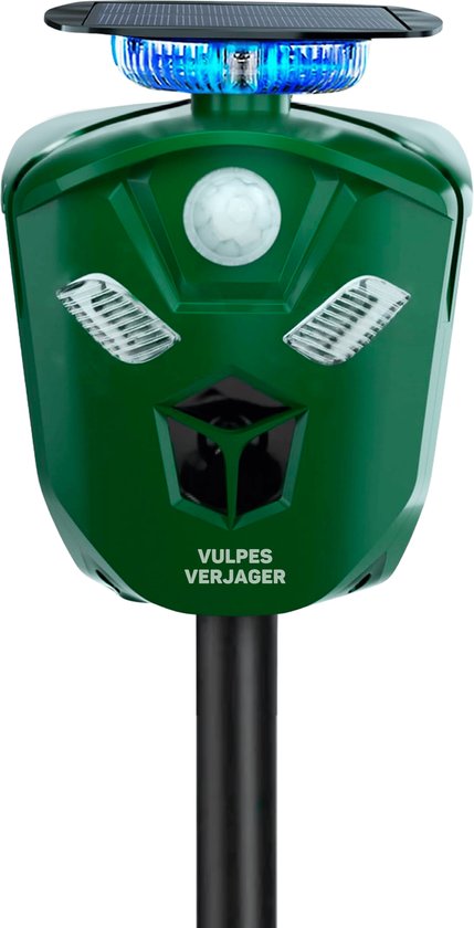 Vulpes Goods® Verjager - Ultrasone Kattenverjager op zonne-energie - Kattenschrik - Marterverjager - Dierenverjager - Waterdicht & 360° bescherming - Afweermiddel voor Ongedierte - PRO versie - c51032ae2f6ecc78893c7034c97c26fc23e8cc56_Enriched_product_image