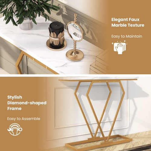 Coast Consoletafel - MDF & Metaal - Incl. Anti-kantelset - 100 x 29,5 x 80 cm - Wit - c7aa48fc3b16f617752a1ed2f5d52508ba74d450_11764_witte_entreetafel_bijzettafel_marmeren_consoletafel_9_26___3_3934f22c-f334-46e7-9633-392d3a3a5d45