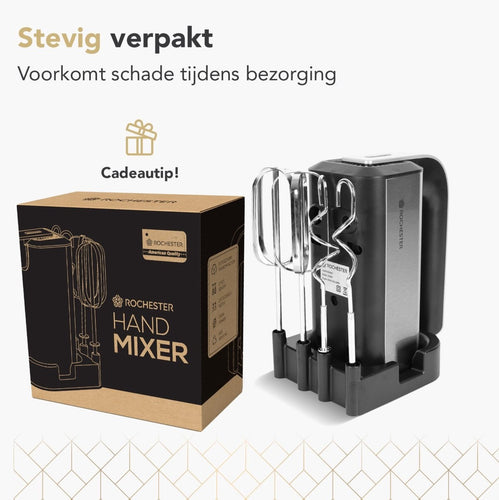Rochester Handmixer met Opbergstandaard - 5 Snelheden - Mixer Turbo - Incl. Kloppers, Deeghaken - RVS - c800a1ec-c1b2-431e-b38d-6dd189432da0_3aad11c3-c870-4259-a071-e93efe84df0d