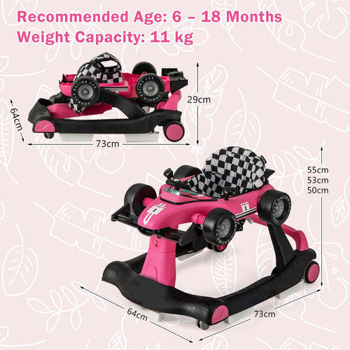 Coast Loopwagen - 4-in-1 - Max. 15 - Roze / Zwart - caf00f630503da889a1d5f8e01a90d00c6cb5f10_4_in_1_Baby_Push_Walker_with_Adjustable_Height_and_Speed_Rose_Size_4_1