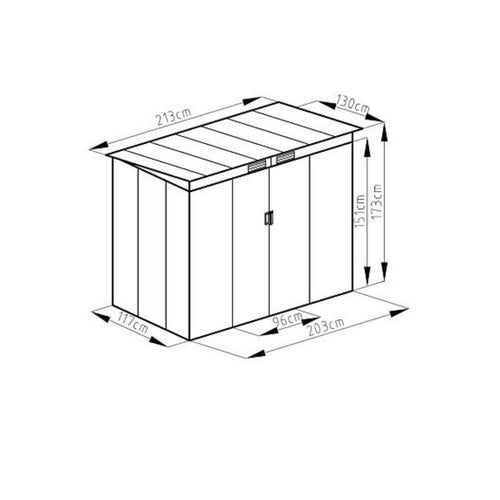 Coast Metalen Tuinhuis - Gereedschapsschuur - Inclusief Fundering Puntdak - 213 x 130 x 173cm - Donkergrijs - cbf9f283-a1c9-4da6-a436-d7d9c32a293c