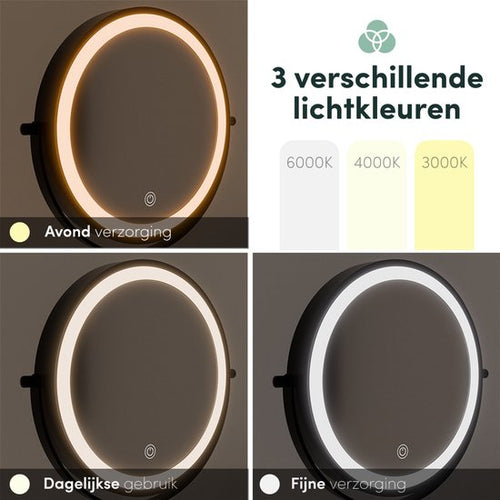 Nolt Make Up Spiegel met LED Verlichting - 1X/10X Vergrootspiegel - Scheerspiegel - Vanity Licht - 3 Lichtstanden - Oplaadbaar - Zwart - ccd1915e148911509bbb9e9ff0bbbed8c26c046b_Enriched_product_image
