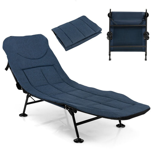 Coast Inklapbaar Campingbed - Licht Draagbaar - Verstelbare Rugleuning - 6,5Kg - Marineblauw - cec710eeb21255a3979d145facc620d60b0010d1_np10796ny_kan_in_enkele_seconden_plat_worden_gevouwen_en_vastgezet_met_het_klittenbandsysteem_5_07ecc467-1f9b-4d53-ad98-b9b6290ea262