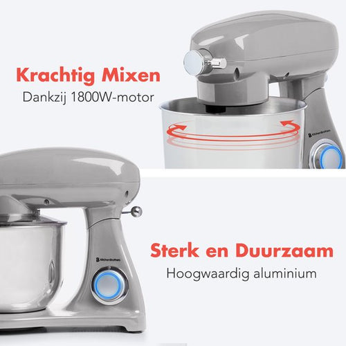 KitchenBrothers Keukenmachine – 6,2L RVS Mengkom, 1800W Motor, 6 Snelheden – 38,7 x 23,5 x 33,5 cm – Zilver - d0e66b75e7c7d4d34292771876ac4afcad017a16_Enriched_product_image_6ca7ed67-3fcf-4960-8334-348e18ca074b