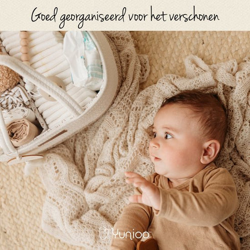 Yunioo Luiertas en Commodemandje │ Luiermand voor Babykameraccessoires │ Luier Organizer │ Opbergmand kinderkamer │ Kraamcadeau babyshower │Speelgoedmand │ Crème - d245d38ee2f81c2071cb677d33fe817738ba7f25_Enriched_product_image