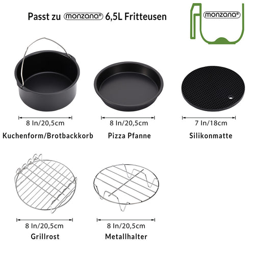 Monzana Heteluchtfriteuse Accessoires - Set 9-delig Metaal – Zwart - d3eafe4a-0deb-4409-a9a1-9d9024f2a7f6