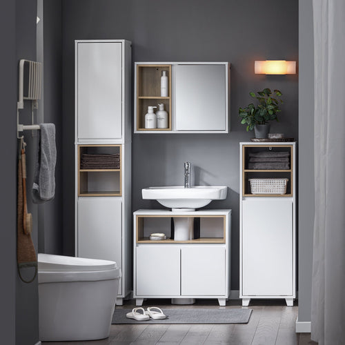 SoBuy Wandkast – Met Spiegel & Opbergruimte – max. 14 kg – 60 x 20 x 45 cm – Wit - d468f53db828bd11da673b73b4447d3a670f43b5_BZR149_W_Z001_1