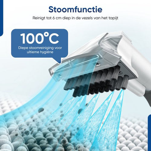 Heevey Vlekkenreiniger met 100° graden stoomfunctie - Tapijtreiniger - Stoomreiniger - Zetelreiniger - Meubelreiniger - 2 opzetstukken - 1800ML watertank - Bank reiniger - Met verwarmingsfunctie - da3658886b93fc2d51ec4f8c46d46b737a24fed4_Enriched_product_image