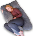 EL-Life Zwangerschapskussen XXL U-Vorm - Zijslaapkussen - Lichaamskussen - Voedingskussen - Body Pillow - 140x80cm - Afneembare Minky Fleece Hoes, Grijs - deea2096-b5d1-49f5-90b3-1fd492fccd1d_87899e41-5c14-4afc-a3d1-952496983c80