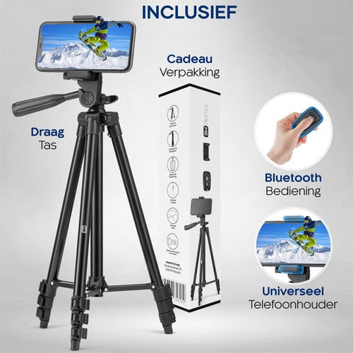 Studio ME Telefoon Statief - 128 cm - Tripod Smartphone - Zwart - Camera Statief - Telefoonhouder - Incl. Bluetooth Afstandsbediening - Statief Telefoon - e2d06c3ad42fc2226ec6ffd8fca806cdc04cec37_Enriched_product_image