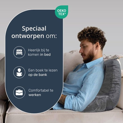 Leeskussen - Voor in bed - Met 3 opbergvakken - Rugkussen bank - zitkussen - Lende - Rug kussen onderrug - Lees - Kussens - Knuffel - Steun - Boeken - book - Seat - Grijs - e652e6e15c2aa6691ca3cc957f6723a40f2e45dc_Enriched_product_image_cf6b2778-844d-4a4a-a1bd-df241a97bb02