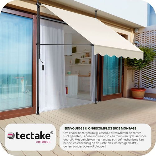 tectake - klemluifel - Zonnescherm – Zonneluifel - Verstelbaar - Klem-zonwering - Zonnescherm Balkon - 150 x 180 cm - beige - zonwering - 404954 - e87a03bc-e6ac-4f4b-bdfc-6c9f3d8fa9a4