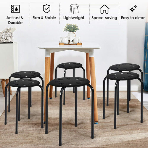 Coast 6-pack stapelbare metalen krukken met een X-vormig metalen frame ronde stoel zwart - e9b71cfc3b53def50e8f4cd7d35daf9f1cf29e24_81ozn4GpKWL._AC_SL1500__1