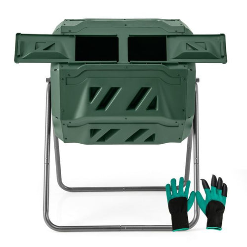 Coast Dubbele Kamer Composteerder 160L – Robuuste 360° Roterende Compostbak met Metalen Frame, 70x63x93 cm, Groen - e9b9f8e42e4de1c3e62ea72b99c64ab0614ea4b2_moestuin_buiten_tuincomposter_met_roterende_kamers_7.11_gt4159gn_3__1