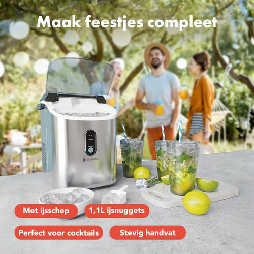 KitchenBrothers Nugget IJsblokjesmachine - 1.1L - Crushed Ice Maker met IJsschep – Draagbaar – 15kg/24 uur - RVS - ea33b1453ade1a98a6442f03e10cc3bbf157ae40_Enriched_product_image