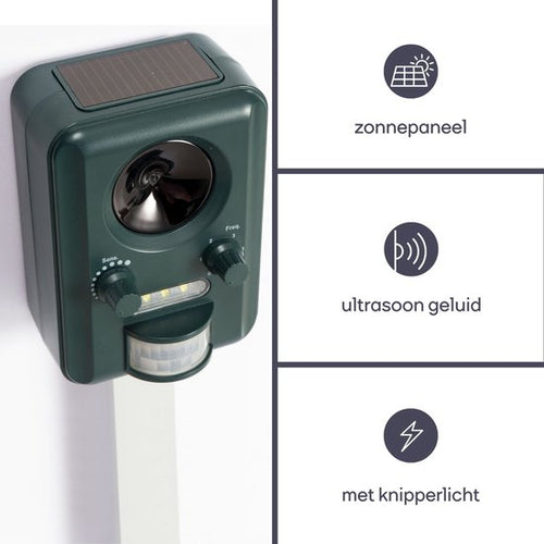 Perel Ultrasone ongedierteverjager op zonne-energie, outdoor, afweermiddel tegen muizen, ratten, insecten, katten, marters, vogels, vossen, kattenschrik, marterverjager, oplaadbaar via usb, tot 65m² - ed8d7c5e5347ccbf1f1a91df5dde983a3f58a0af_Enriched_product_image