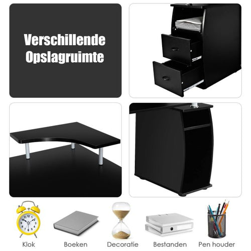 Coast Bureau Computertafel met Uitschuifbare Lade - 120 x 55 x 85 cm - Zwart - f3c6e8dbf96f2b855bb0d1b1e749706555ad34df_beeldscherm_printer_en_briefpapier_en_is_tevens_voorzien_van_een_aparte_toetsenbordlade_7_5_rak_c286d648-529c-4e8b-b9d6-910c145b7b2e