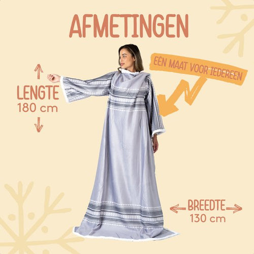Fleece Deken met Mouwen - Hoodie Deken - Deken met Mouwen - Hoodie Blanket - Snuggle - Hoodie - Huggle Hoodie - Fleece Dekens - Plaid met Mouwen - TV Deken - Snuggy - Dames en Heren - Volwassenen - 180x130 cm - Grijs - Print - Kerstcadeau - f4588e0859e962e50f5056cce66c7e5e74515bd7_Enriched_product_image