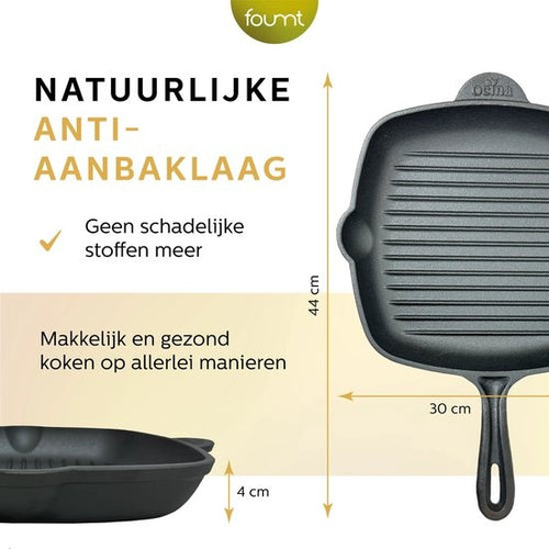 Ocina Gietijzeren Grillpan – Grilpannen - Vleespan BBQ - Pan Inductie – Skillet – 28 cm - f6ac1070-7e3f-47e2-abf2-754b8d7b7ccd