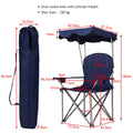Coast Opvouwbare Campingstoel met Zonneluifel, Bekerhouder en Draagtas – 96,5 x 67,5 x 130 cm – Blauw - f8c74025de7a50e42d49299409a2e4f8a35a5322_uitgerust_met_zonne_blokkering_schaduw_luifel_de_stoel_heeft_bescherming_tegen_de_zon_3_9_op364