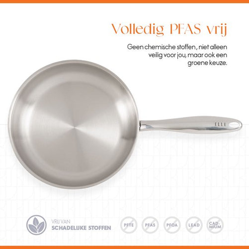 ELLE Gourmet Classique RVS Koekenpan - Ø 24 cm - PFAS vrij - Inductie - ff2eb4ab5ce4fdf72d66eaf35842e1202d0effa1_Enriched_product_image