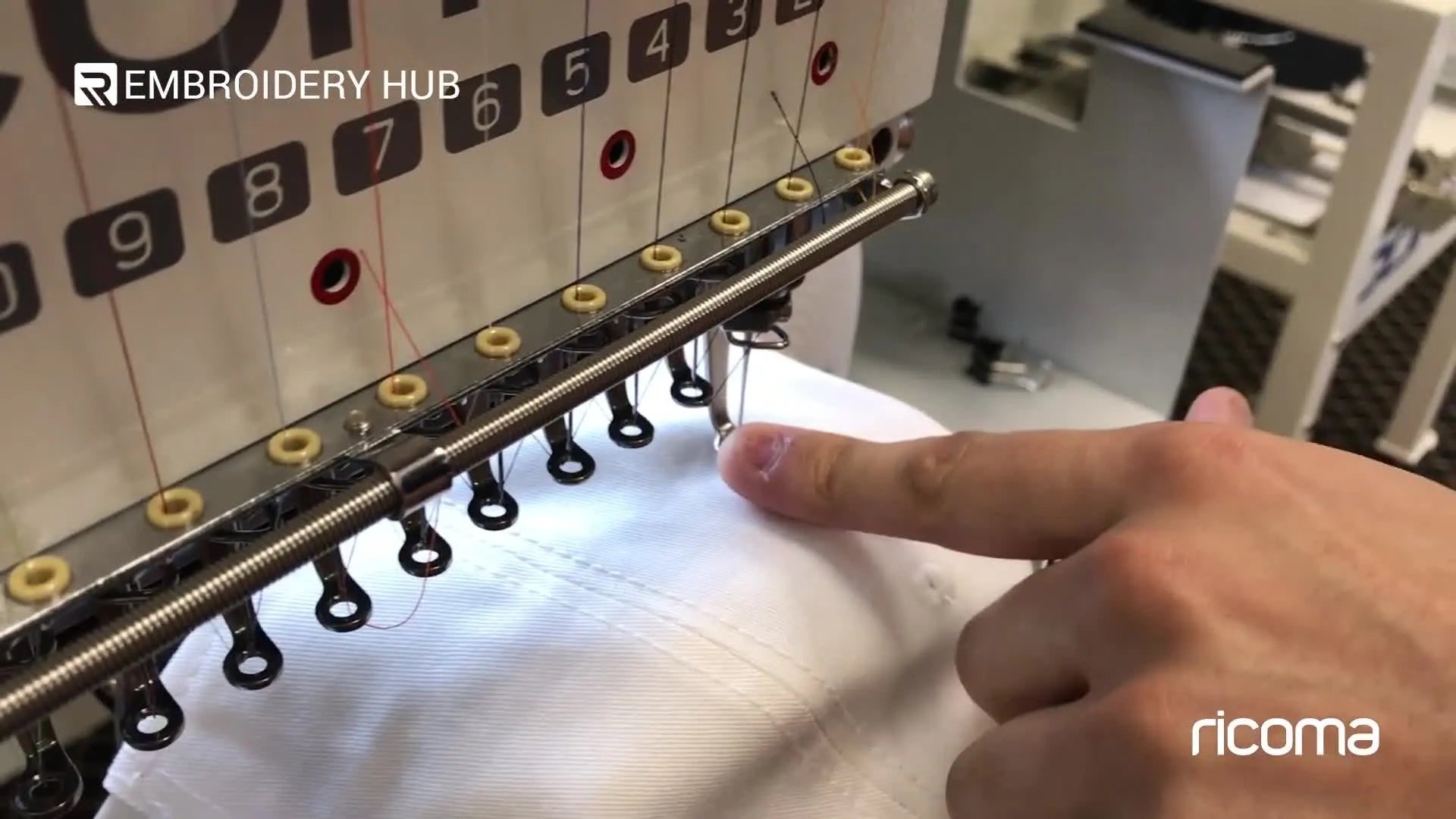 Hands adjusting the cap slightly up or down to center the needle on the panel.