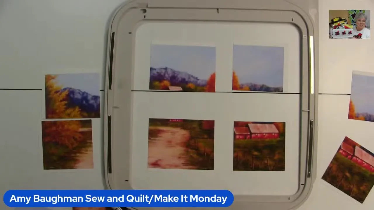 A large hoop covering four tiles, showing how varied tension could lead to slight size differences.