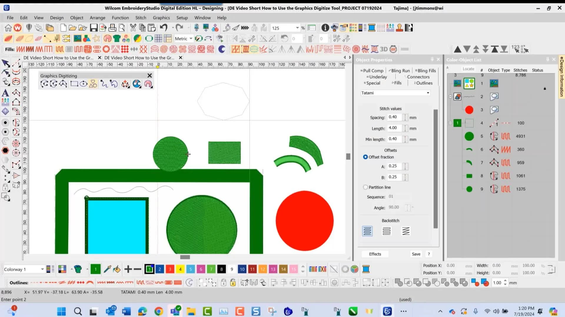 A green Tatami filled octagon shape