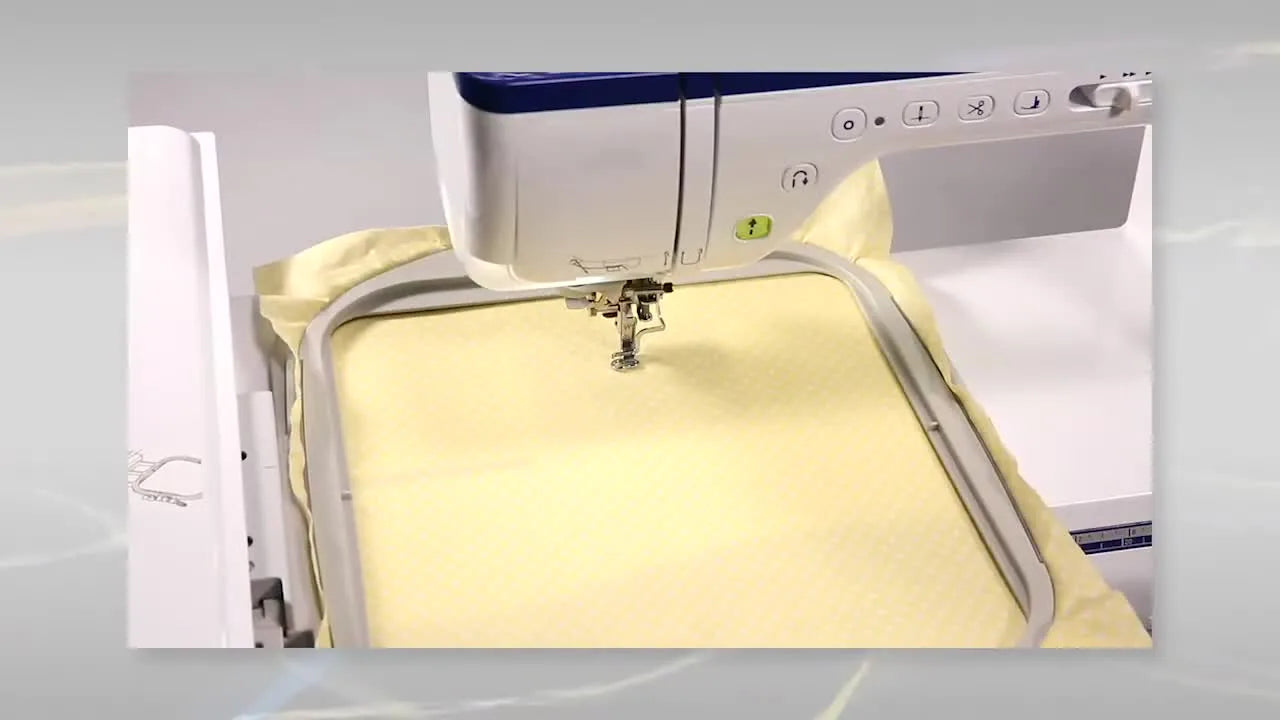 Embroidery machine stitching a scanned design