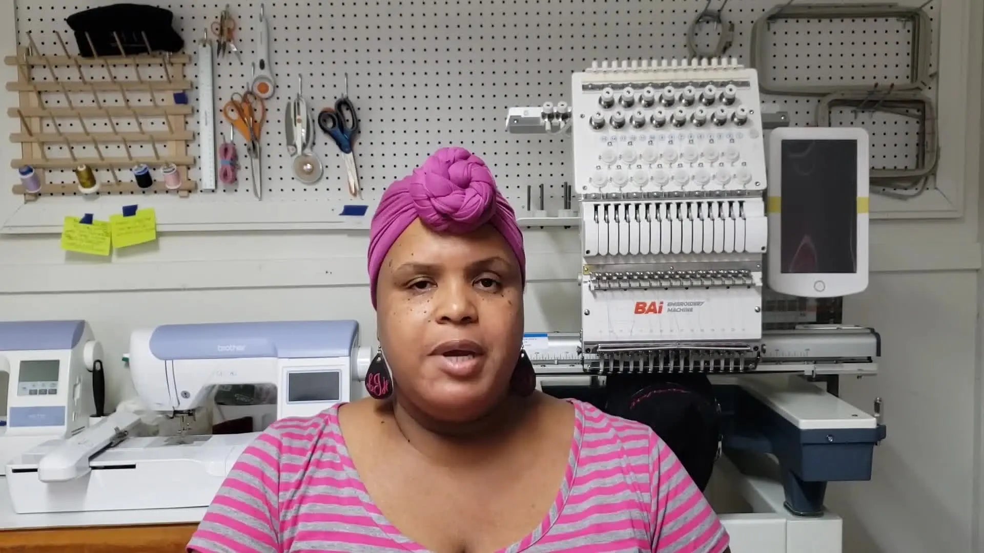 Woman gesturing while talking about her conversations with the BAI sales representative.