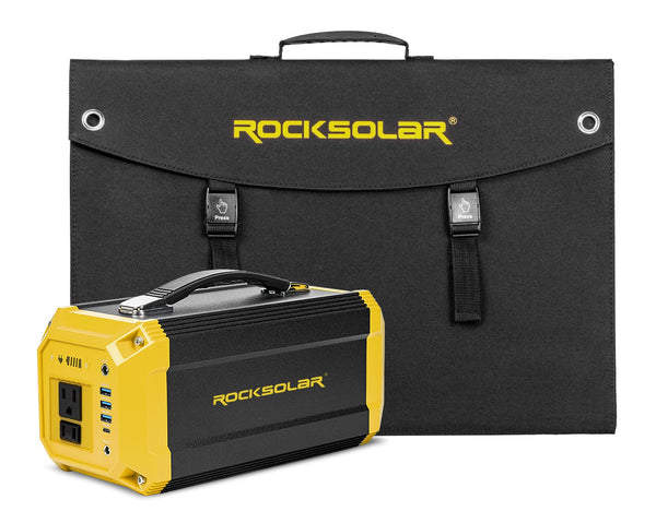 ROCKSOLAR Utility 300W Power Station + 100W Foldable Solar Panel Generator Kit