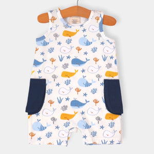 Ocean Whales Sleeveless Baby Romper- Viverano Organics - Making Lemonade Children's Boutique