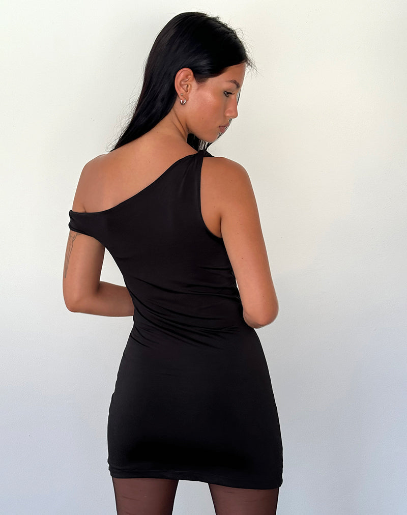 Leona Twist Sleeve Mini Dress in Black