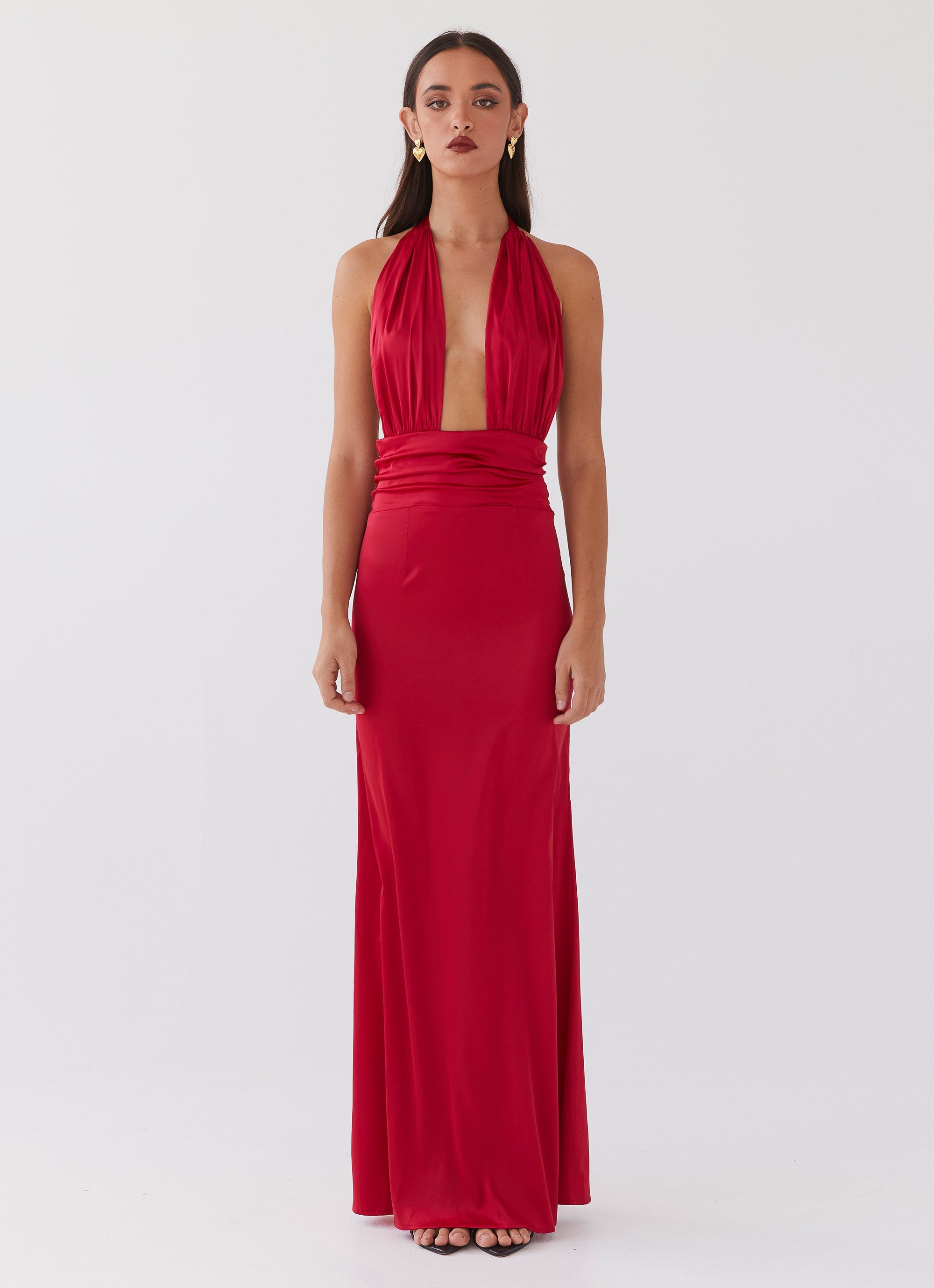 Lovelust Halterneck Maxi Dress – Red