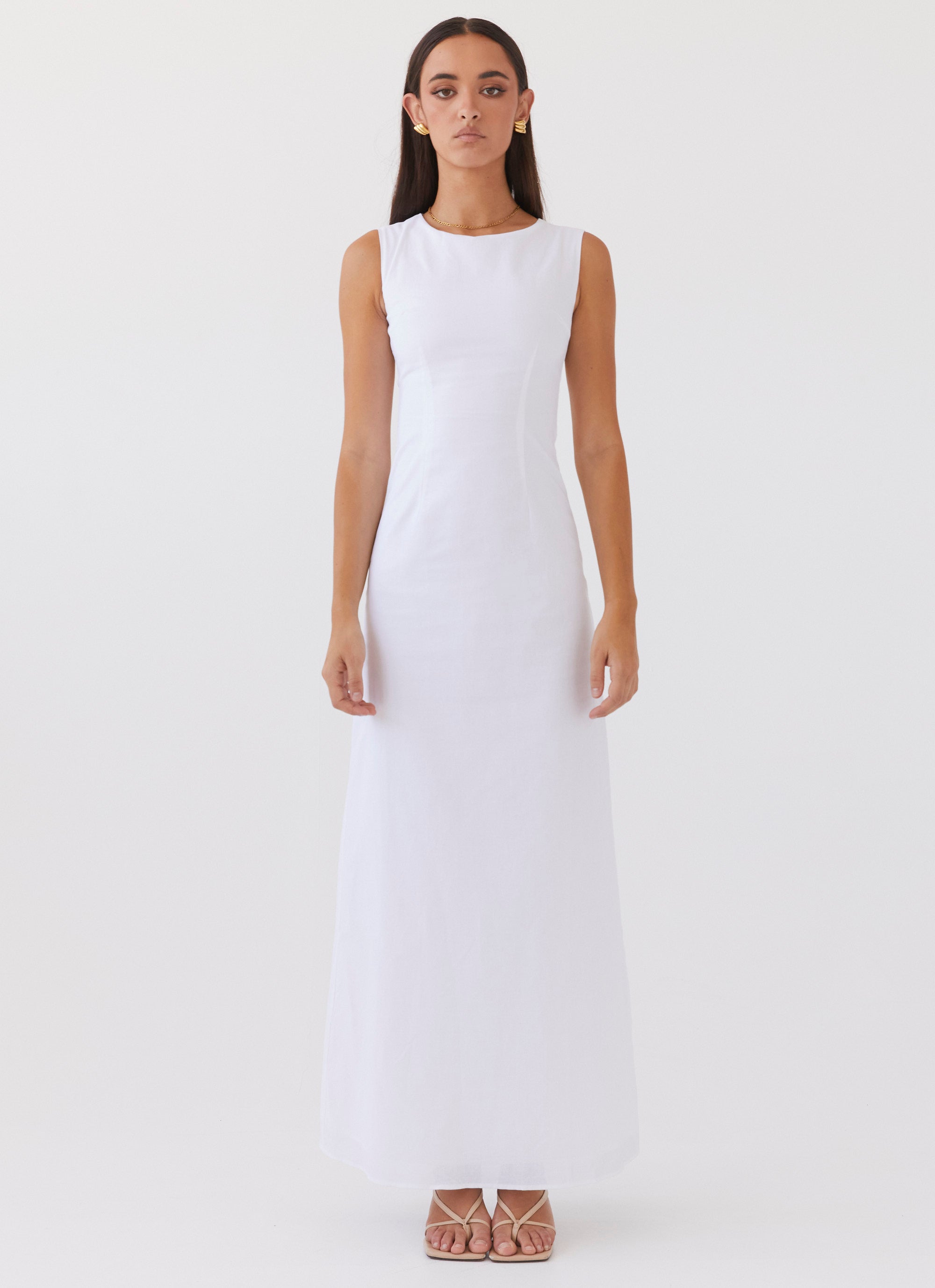 Eloise High Neck Maxi Dress – White