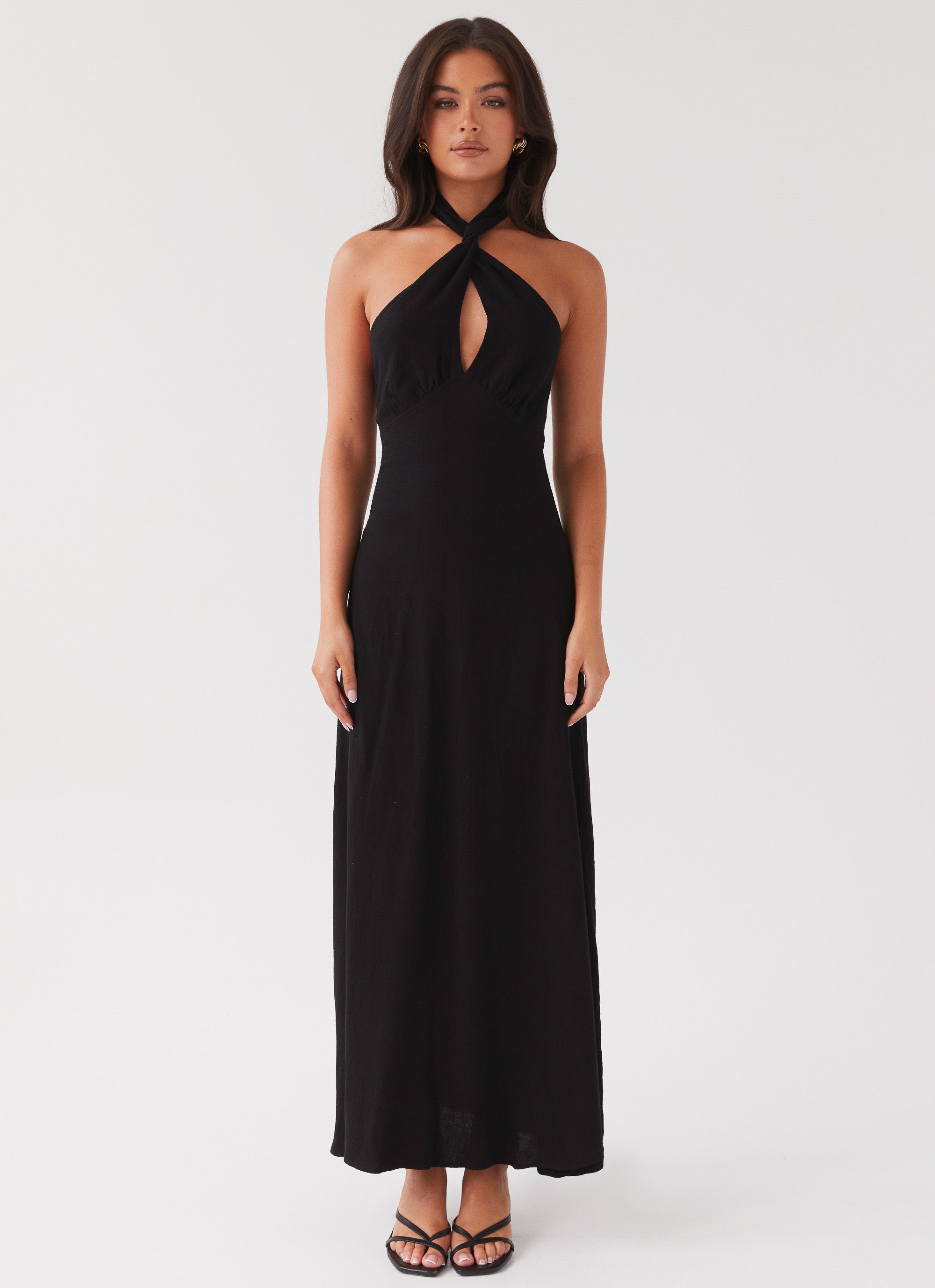Adrienne Linen Maxi Dress – Black