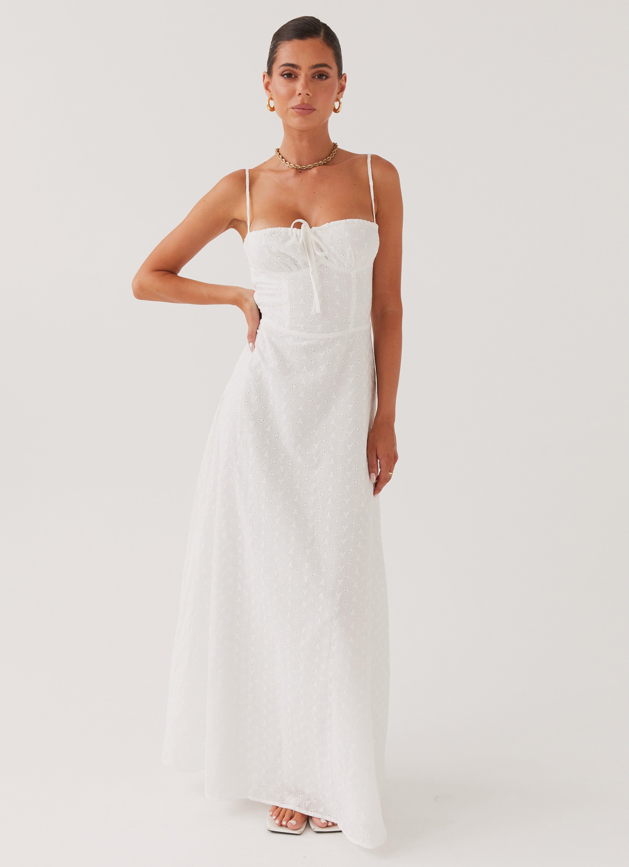 Elsie Broderie Maxi Dress – White