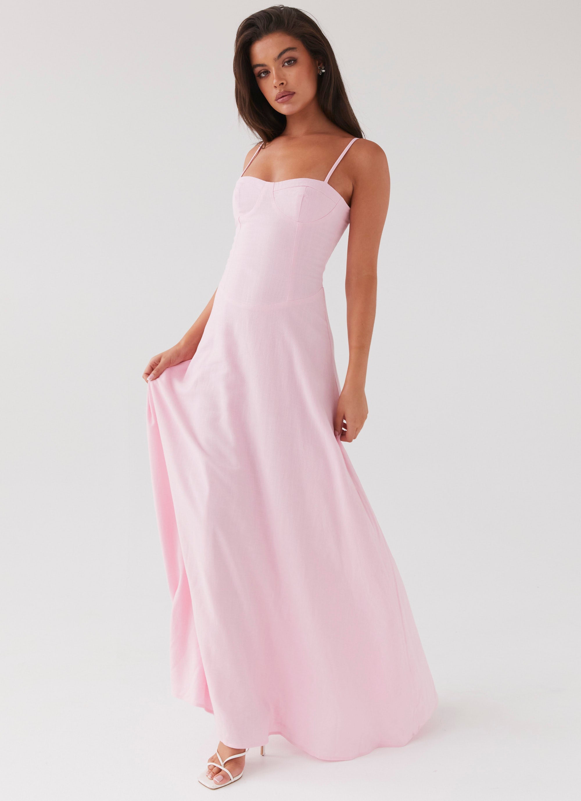 Angelina Linen Maxi Dress – Pink Petal