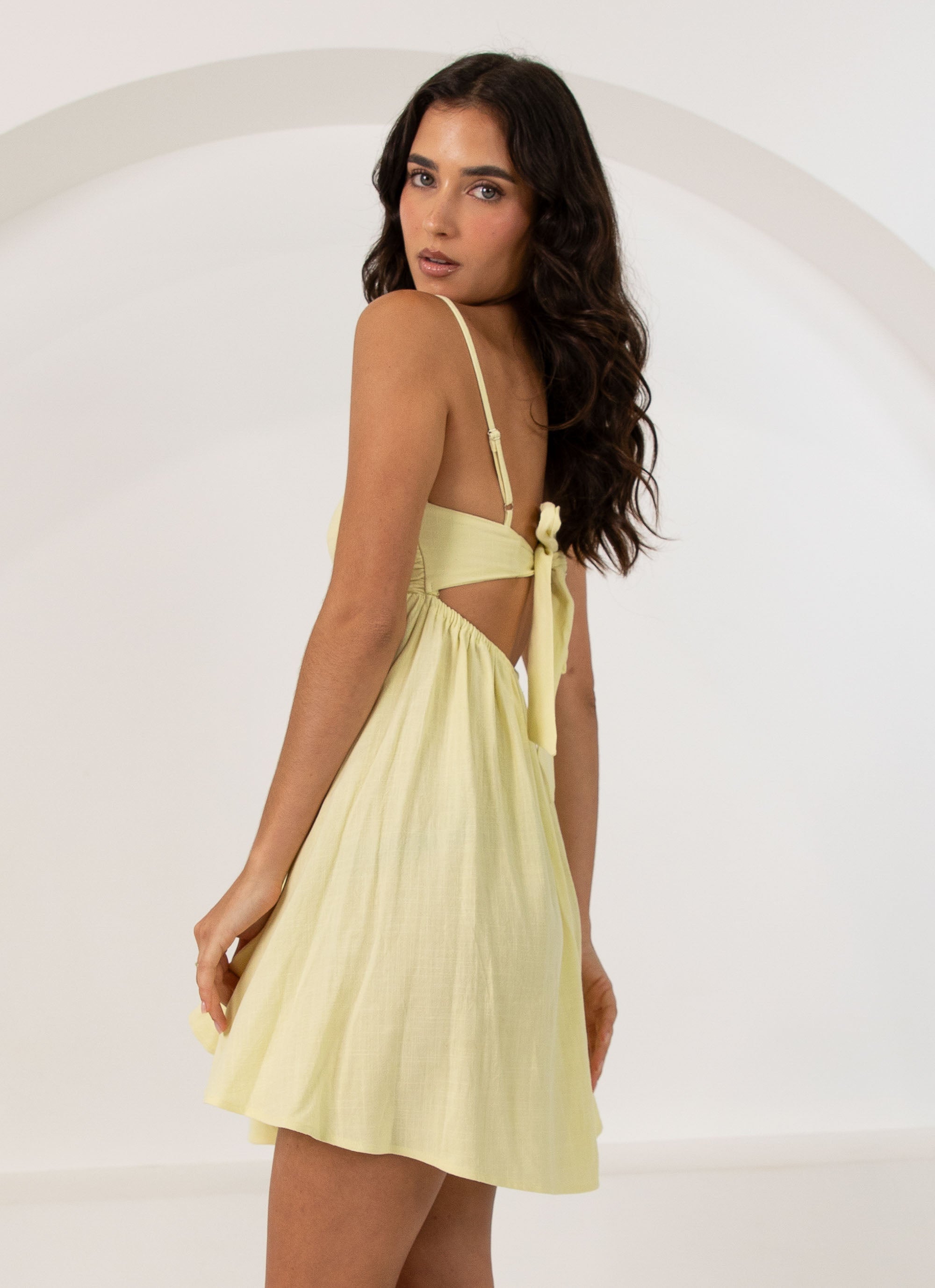 Admire You Linen Mini Dress – Lemon