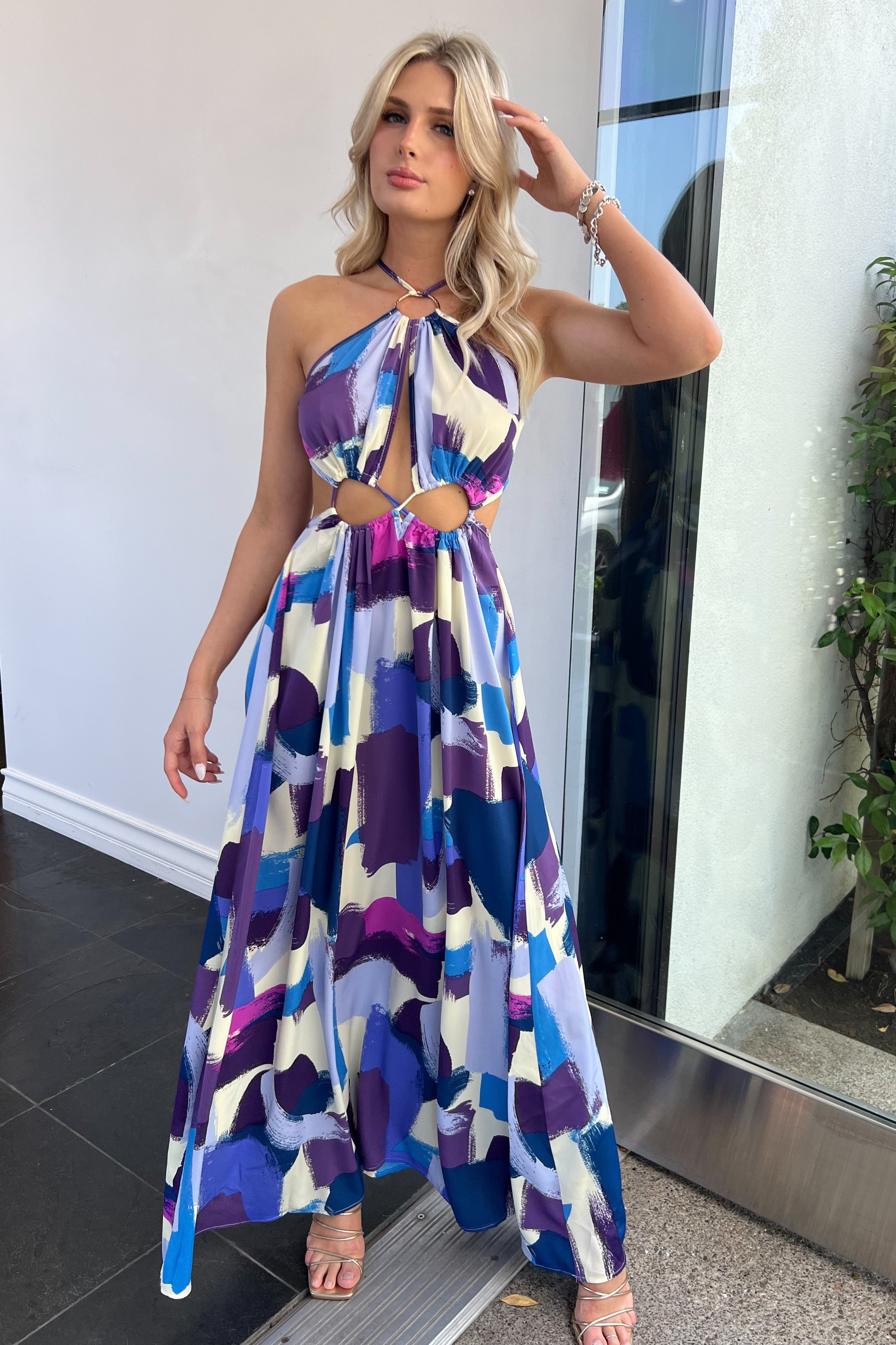 Thessaloniki Maxi Dress-Purple Multi