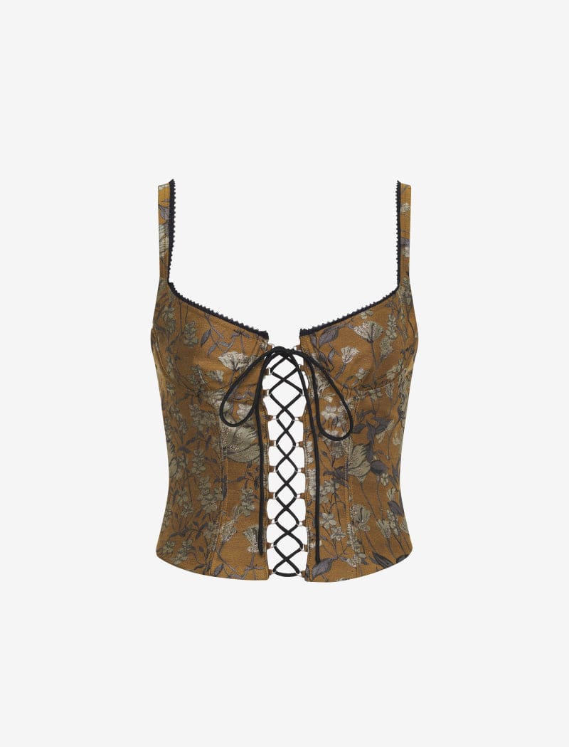 Renaissance Corset | Metallic Garden Jacquard