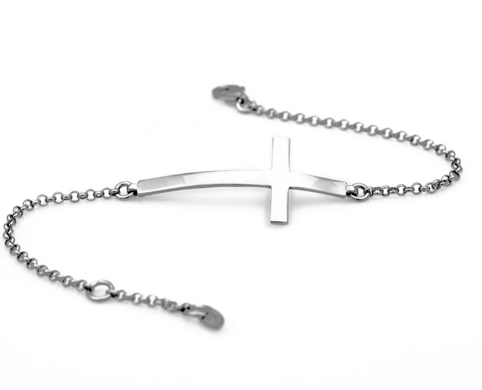 Men Cross Bracelet Oxidized Silver  Kyklos Jewelry
