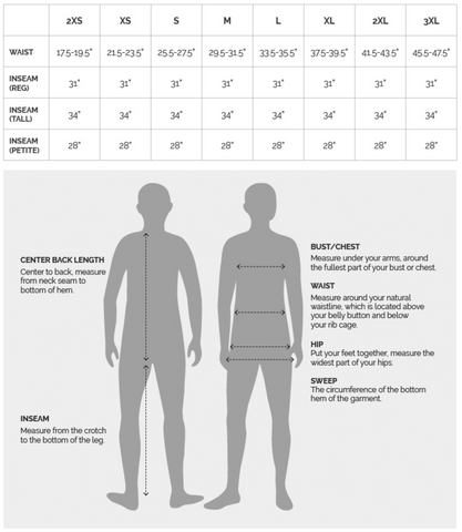 Scrubs Size Chart — Medical Supply Pros