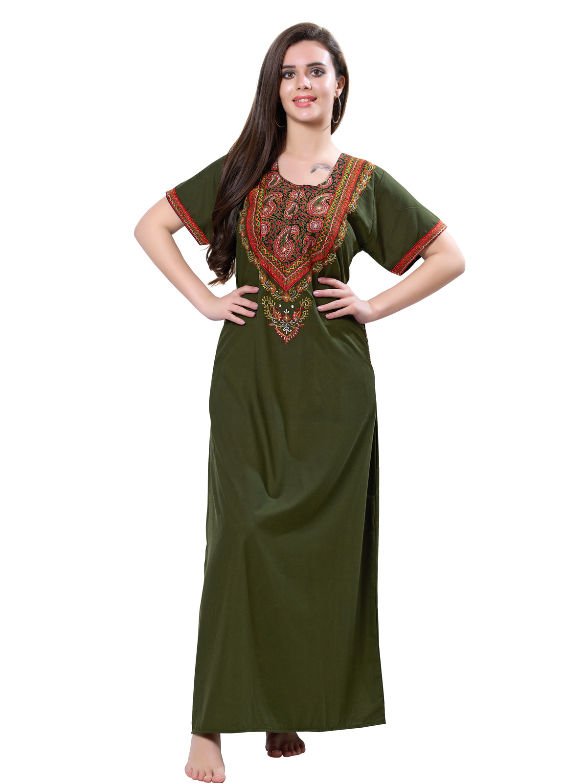 MANGAI Premium KARACHI Embroidery Nighties | Beautiful Embroidery Design's | Branded Quality | Half Sleeve | Regular Model | Stylish Nightdress for Women