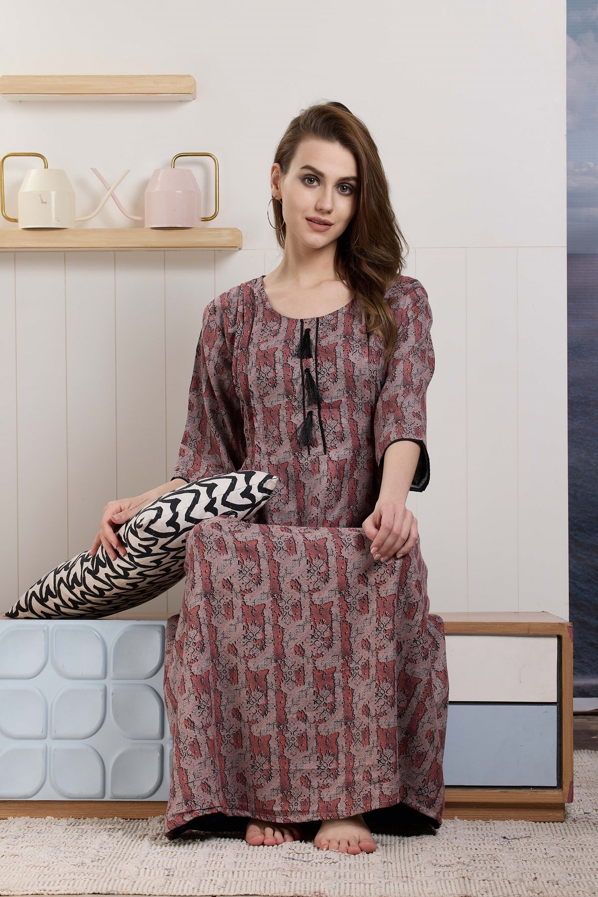 MANGAI Premium Alpine KURTI Style 3/4 Sleeve| Beautiful Stylish KURTI Model | Side Pocket | Perfect Nightwear Collection's for Trendy Women's