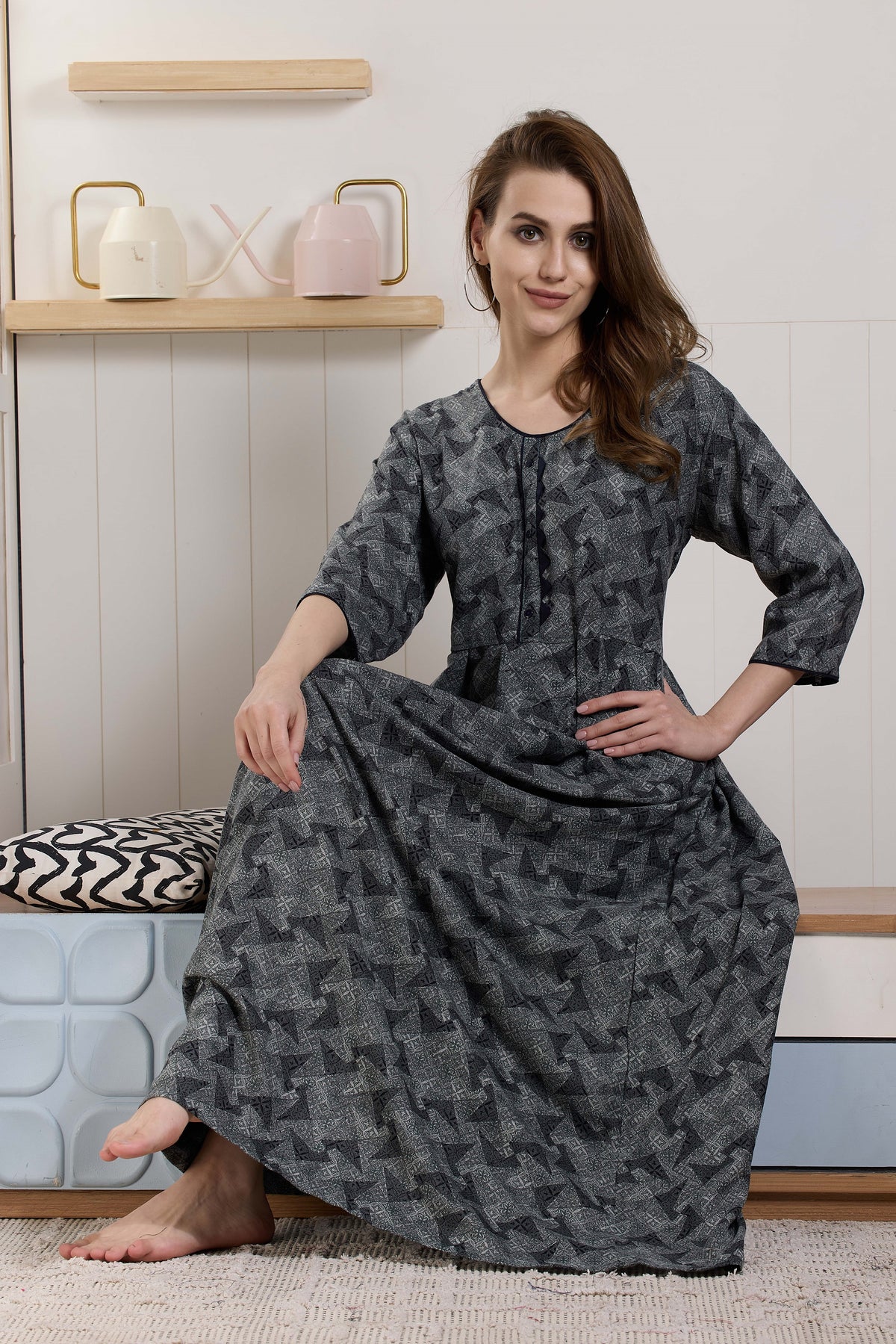 MANGAI Premium Alpine KURTI Style 3/4 Sleeve| Beautiful Stylish KURTI Model | Side Pocket | Perfect Nightwear Collection's for Trendy Women's