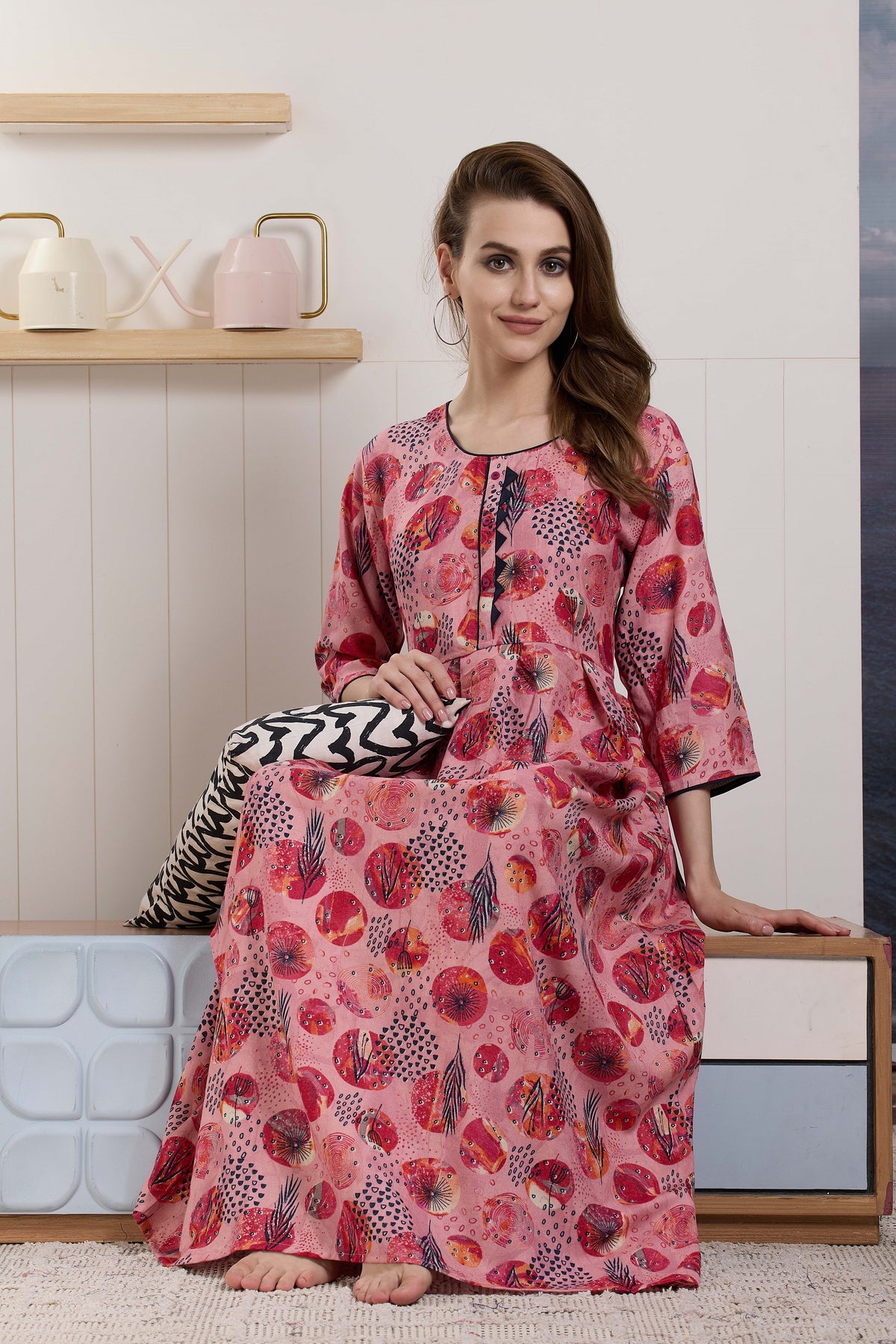 MANGAI Premium Alpine KURTI Style 3/4 Sleeve| Beautiful Stylish KURTI Model | Side Pocket | Perfect Nightwear Collection's for Trendy Women's